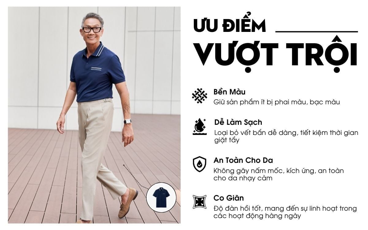 Áo Polo Xanh Tím, Cao Cấp, Chống Nhăn, Bền Màu 9APCT549TTT