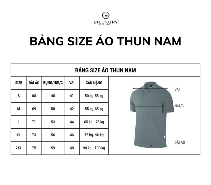 Bảng size áo thun nam chuẩn giúp bạn có lựa chọn phù hợp