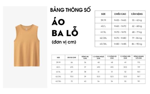 Cách chọn size áo ba lỗ nam