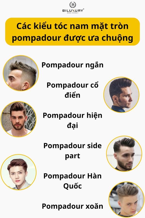 Các kiểu tóc nam mặt tròn pompadour được ưa chuộng