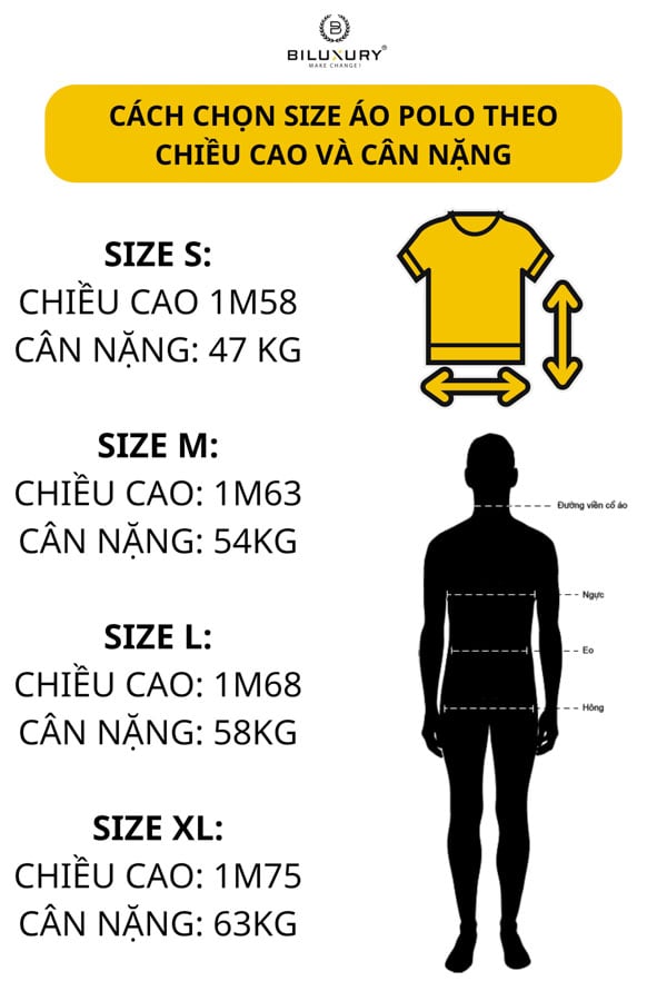 Lưu ý chọn size áo polo theo cân nặng