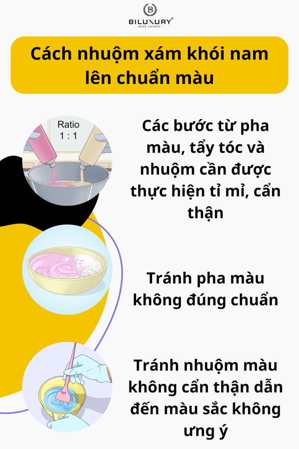 Cách nhuộm xám khói nam lên chuẩn màu