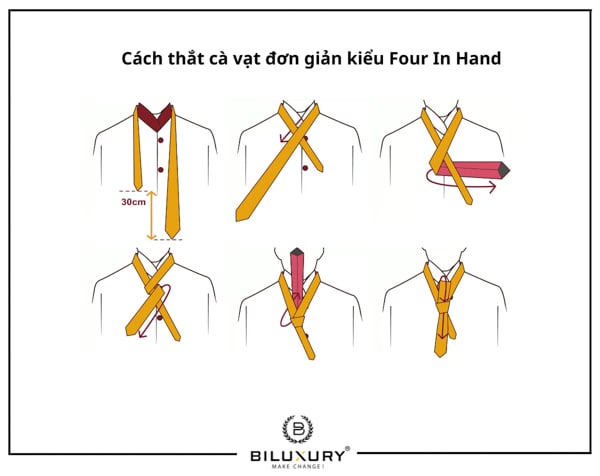 Cách thắt cà vạt đơn giản kiểu Four In Hand