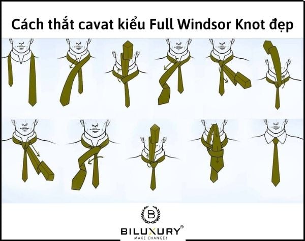 Cách thắt cavat kiểu Full Windsor Knot đẹp
