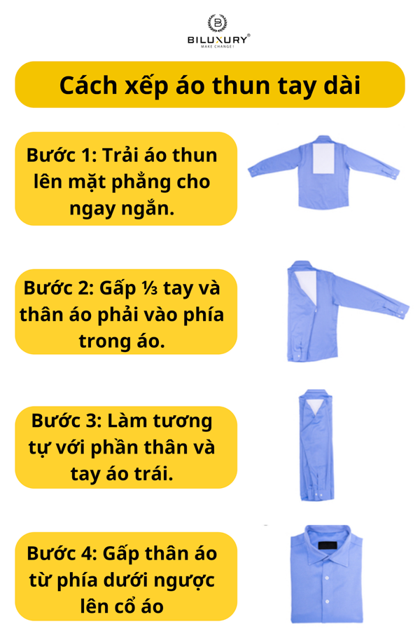 Cách xếp áo thun tay dài