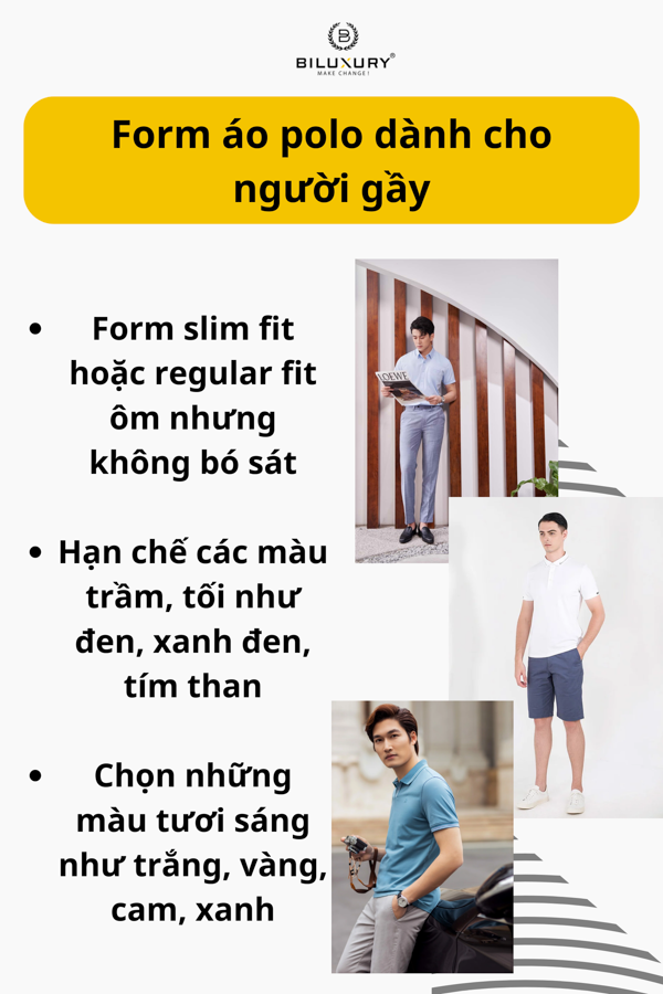 Form áo polo dành cho người gầy