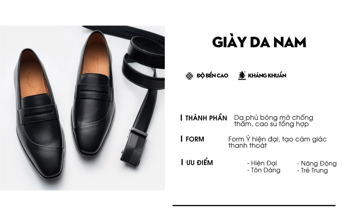 Giày Tây Da Thật 9GDAT001DEN