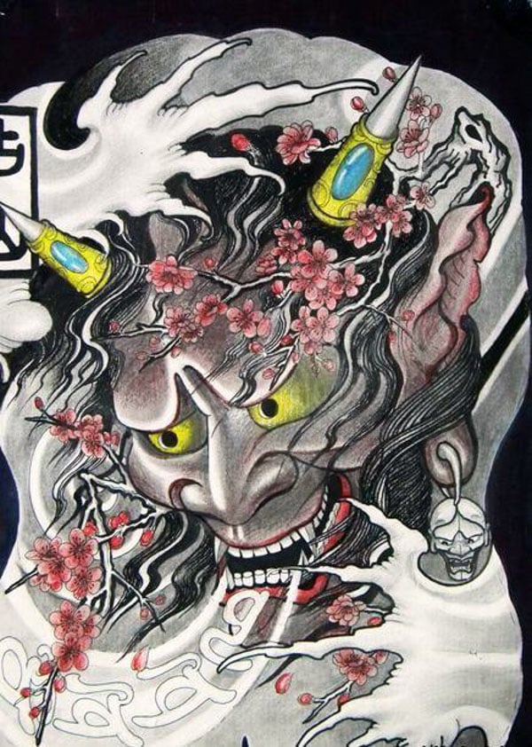 Mẫu hình xăm mặt quỷ Yakuza