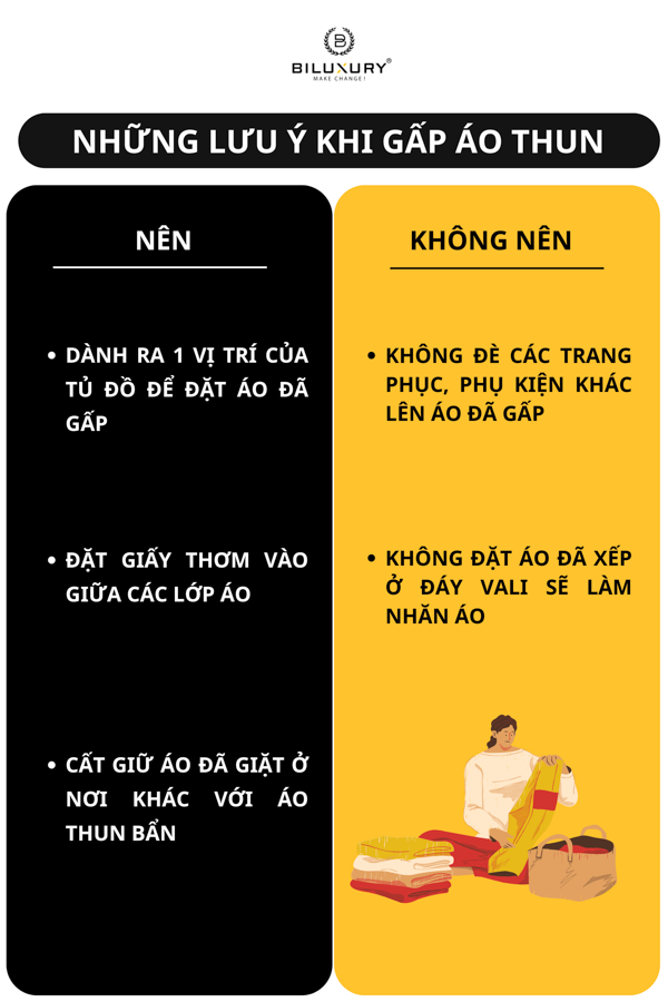 lưu ý khi gấp áo thun