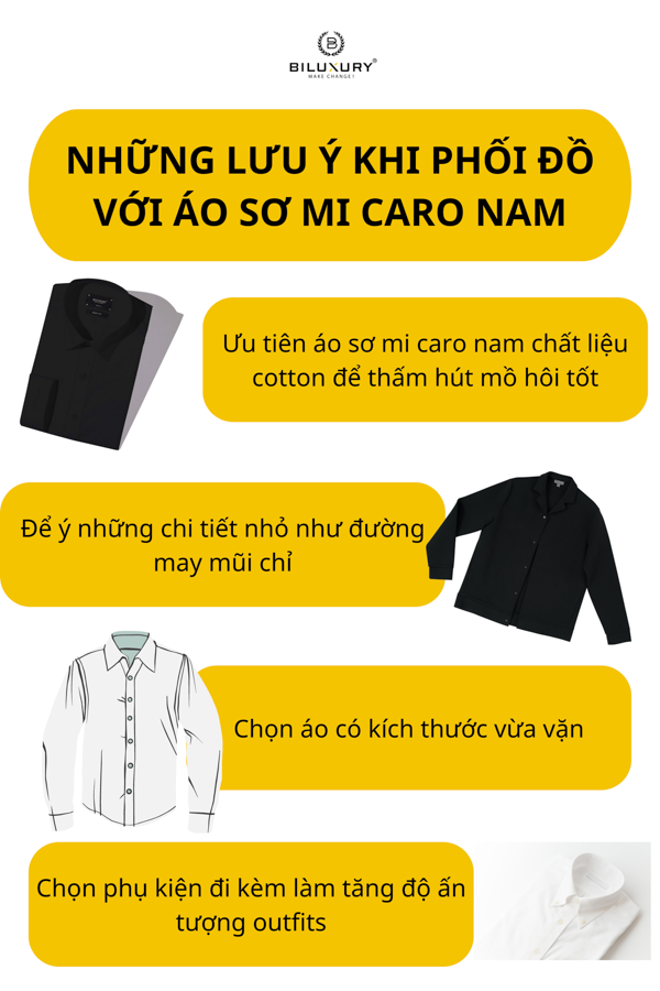 lưu ý khi phối đồ với áo sơ mi caro nam