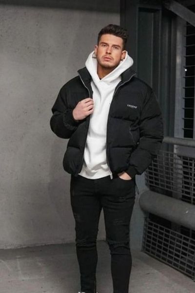 phối đồ với áo khoác đen nam