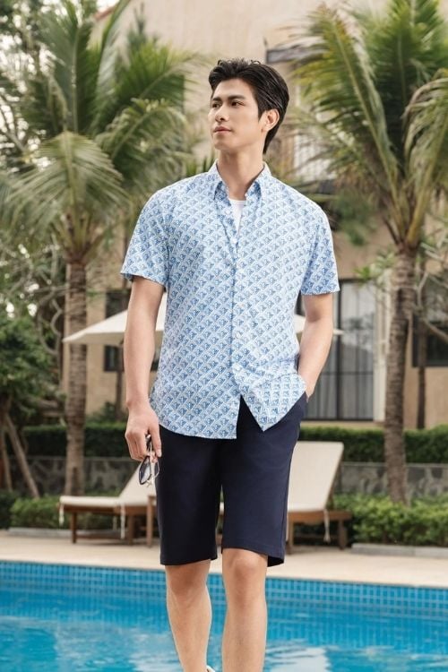 cách phối áo ba lỗ với áo sơ mi nam