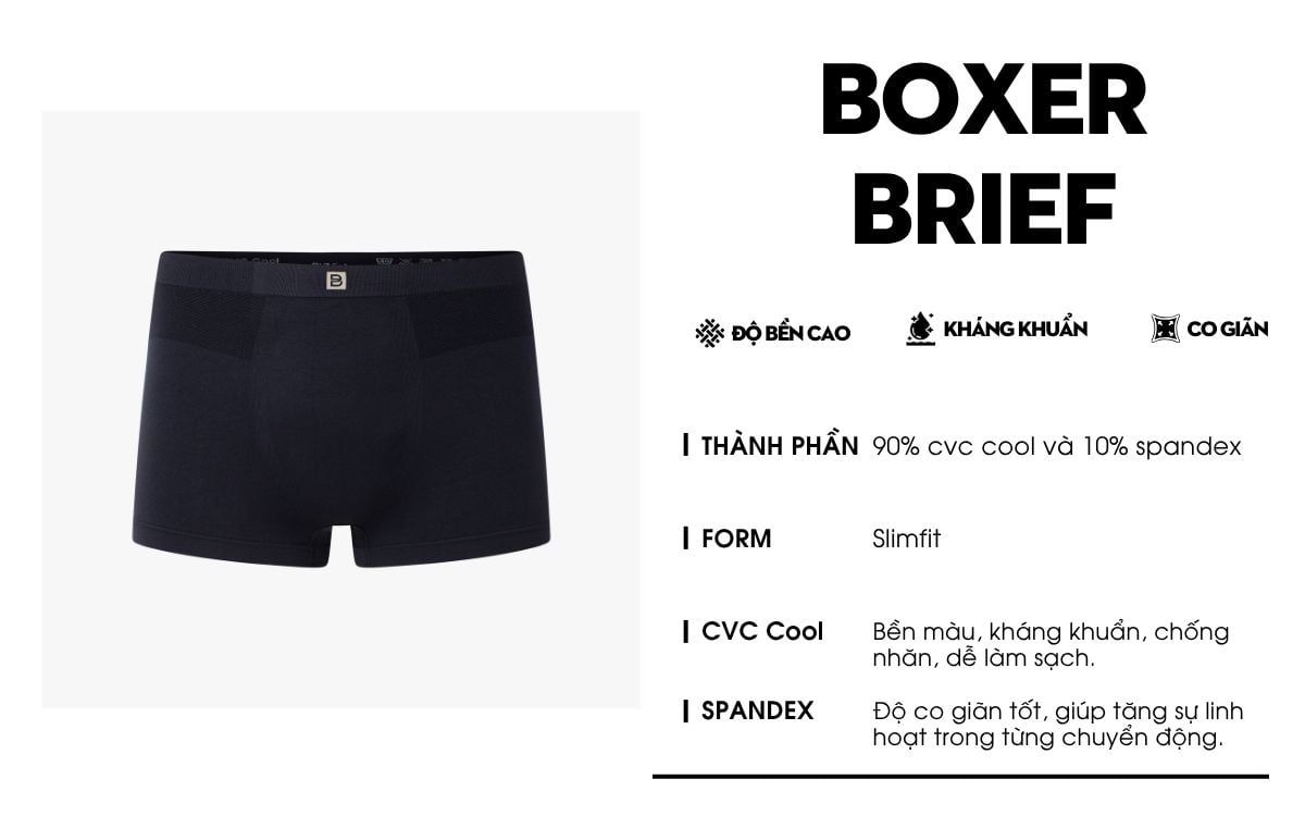 Quần Lót Boxer Nam Mềm Mịn, Kháng Khuẩn, Co Giãn 9SIDB510DEN