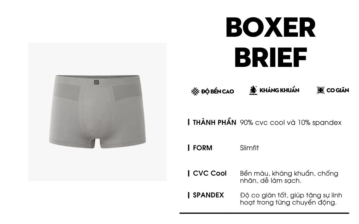 Quần Lót Boxer Nam Mềm Mịn, Kháng Khuẩn, Co Giãn 9SIDB510GHS