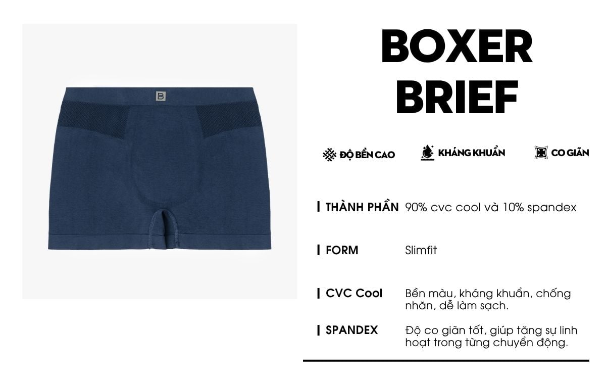 Quần Lót Boxer Nam Mềm Mịn, Kháng Khuẩn, Co Giãn 9SIDB510TTT
