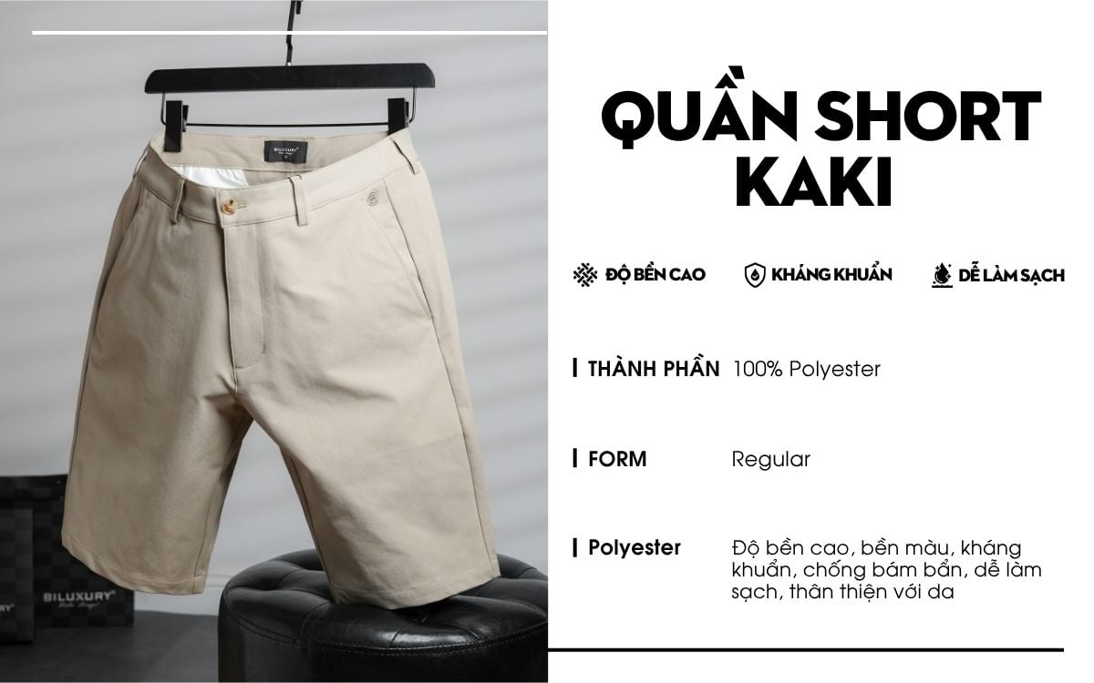 Quần Ngố Kaki Màu Be Bền Màu, Chống Nhăn, Kháng Khuẩn 9QNKT504BEI