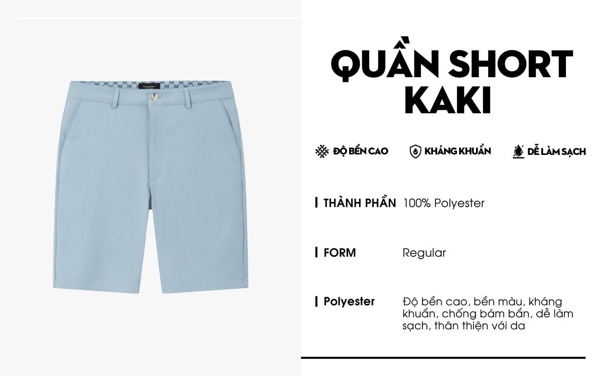 Quần Ngố Kaki Màu Xanh Bền Màu, Chống Nhăn, Kháng Khuẩn 9QNKT503XAH