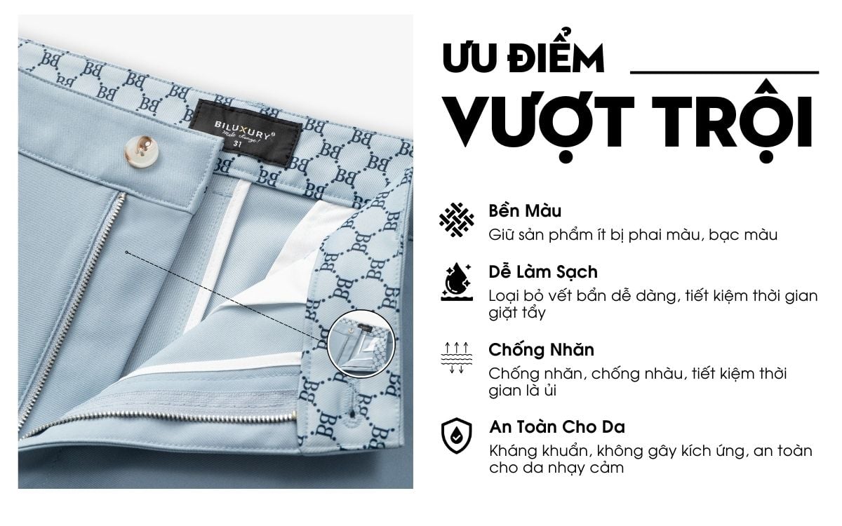 Quần Ngố Kaki Màu Xanh Bền Màu, Chống Nhăn, Kháng Khuẩn 9QNKT503XAH