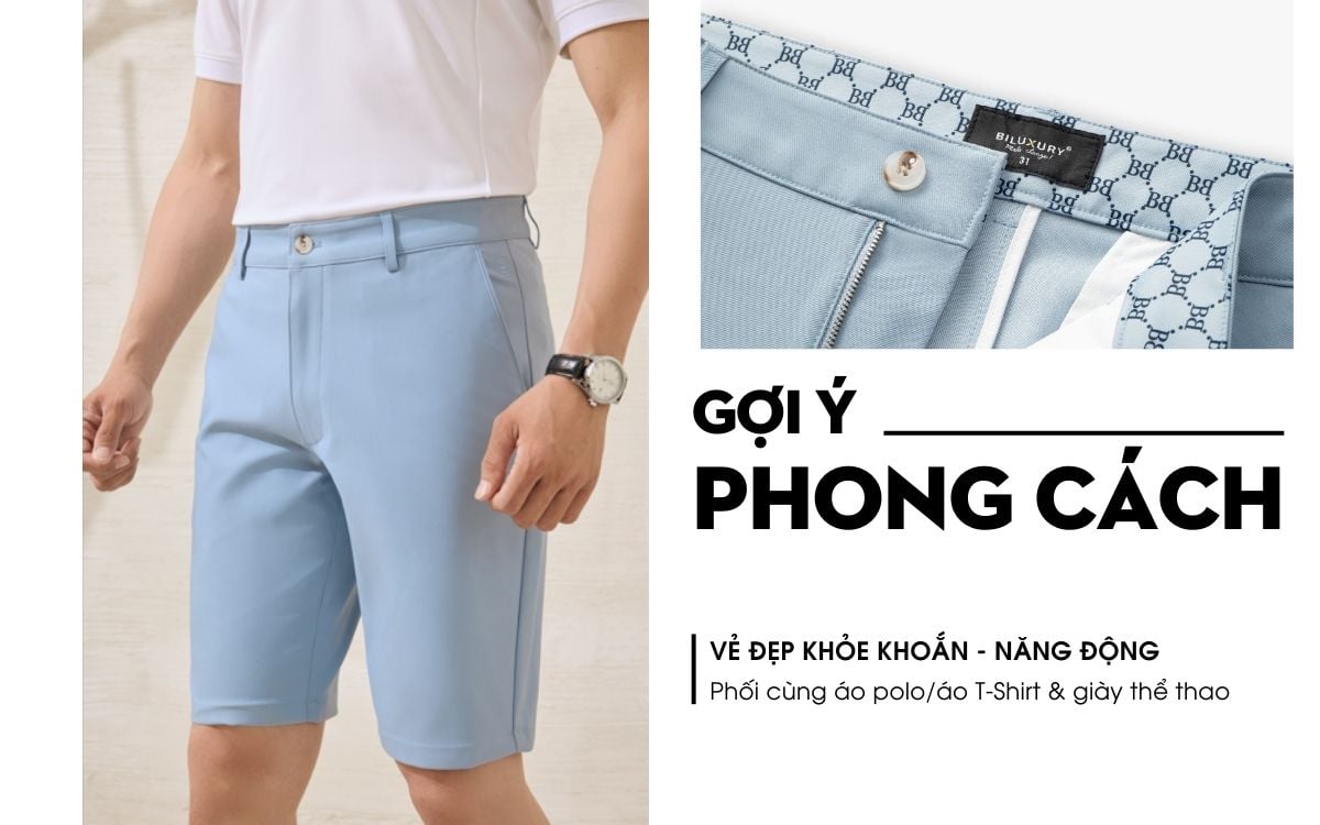 Quần Ngố Kaki Màu Xanh Bền Màu, Chống Nhăn, Kháng Khuẩn 9QNKT503XAH