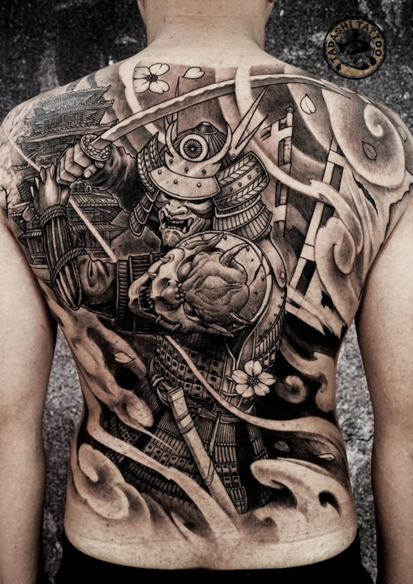 Chân dung Hình xăm full lưng samurai nhất quán và tinh tế nhất