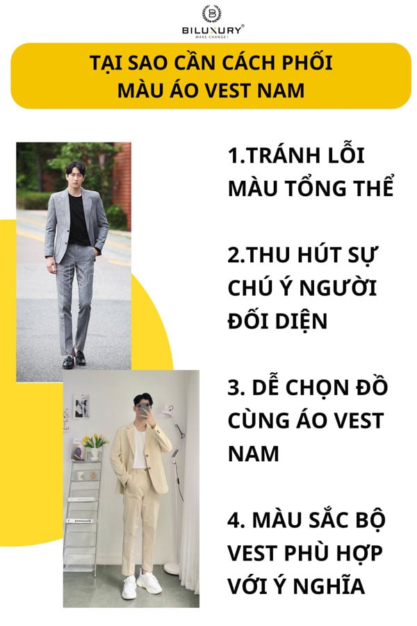 Tại sao lại cần cách phối màu áo vest nam?