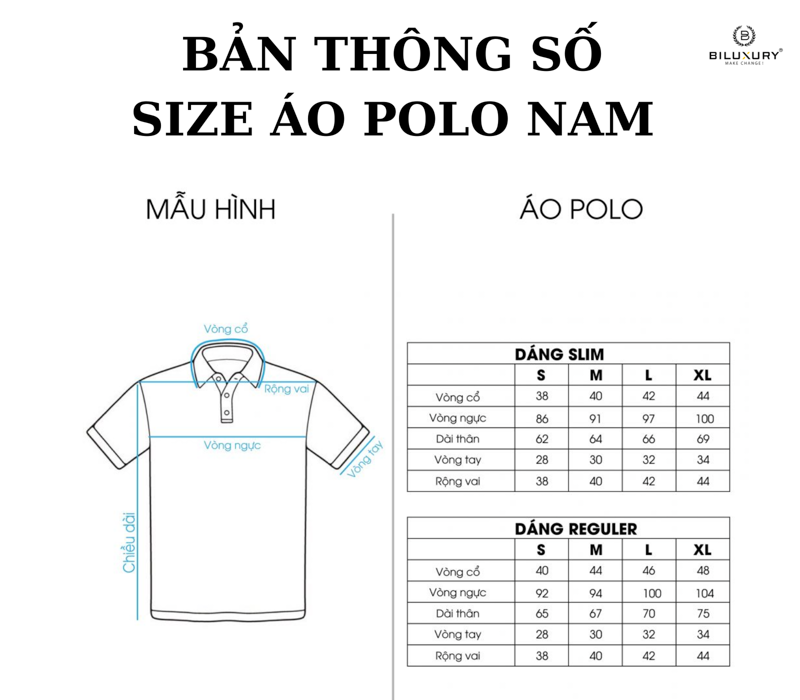 Thông số áo polo giúp bạn có lựa chọn phù hợp theo dáng người