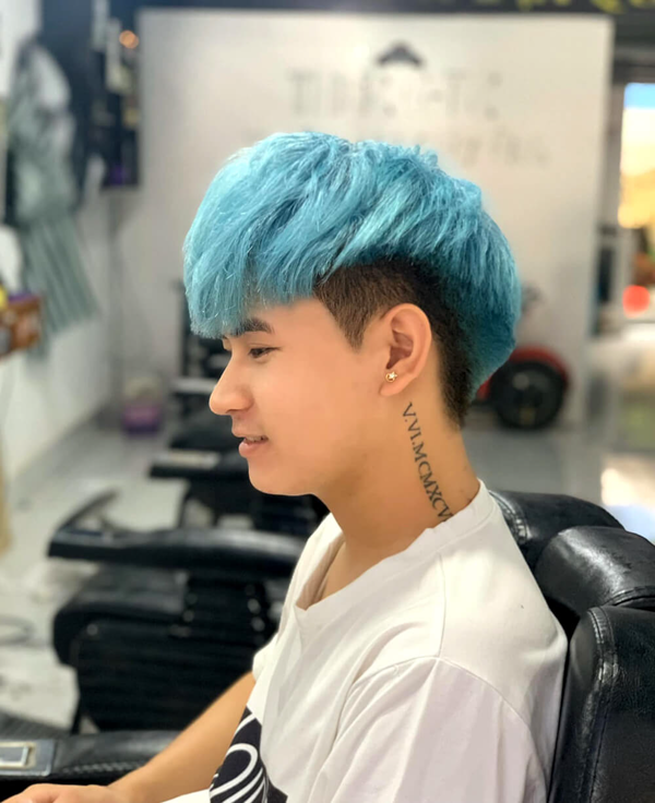 tóc phái mạnh blue color nhạt