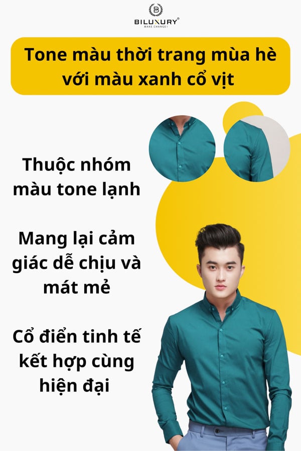 Tone màu thời trang mùa hè với màu xanh cổ vịt