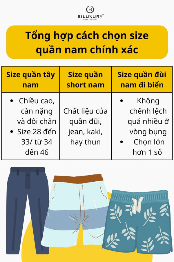 Tổng hợp cách chọn size quần nam chính xác