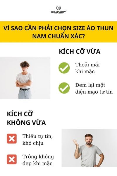 kích thước size áo nam