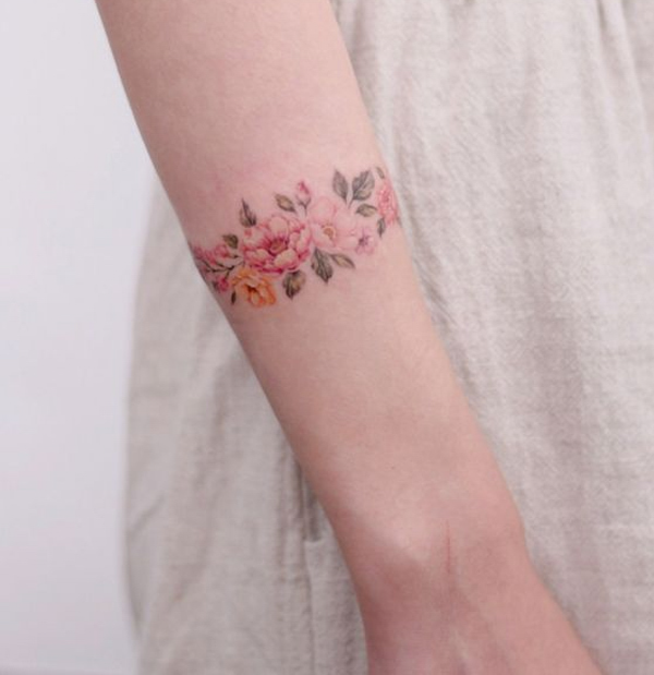 Hình xăm vòng tay cổ chân tạm thời mẫu vòng hoa đẹp xinh Tatoo sticker  dán tạm thời size 6x23cm  Lazadavn