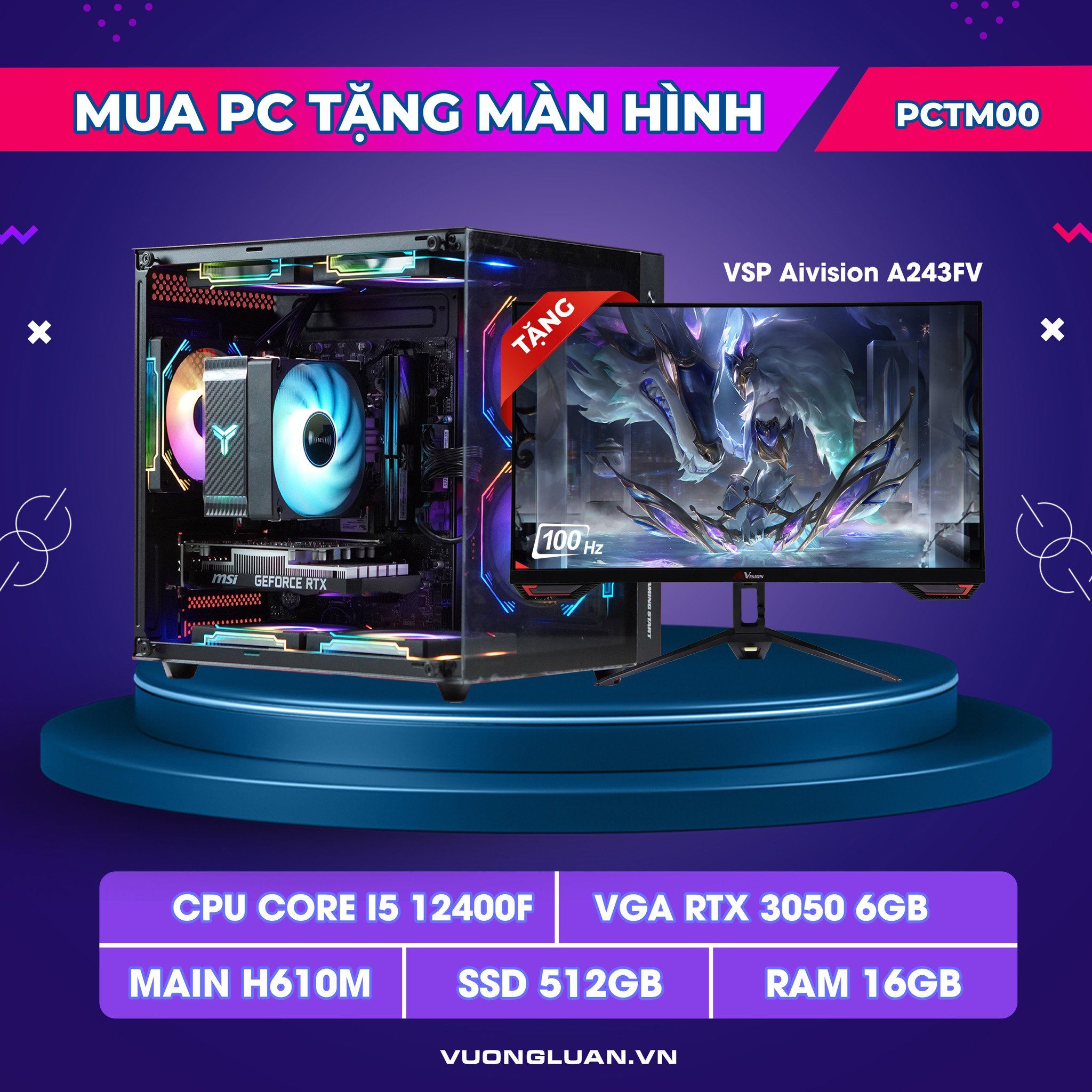 Mua PC TẶNG MÀN HÌNH VƯƠNG LUÂN COMPUTER