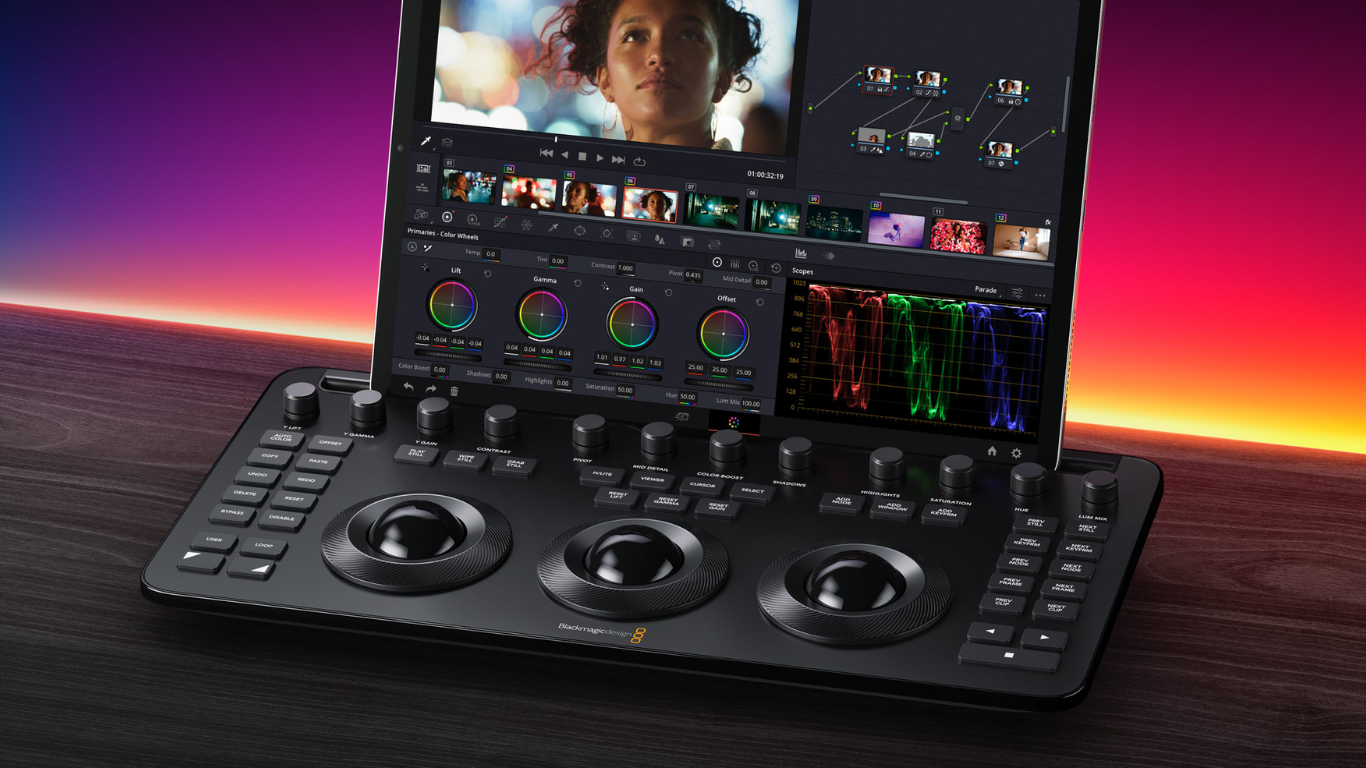 Blackmagic Design DaVinci Resolve Micro Color Panel – Tastiera Di Color Grading Con 3 Trackball E 12 Controlli, Bluetooth E USB-C