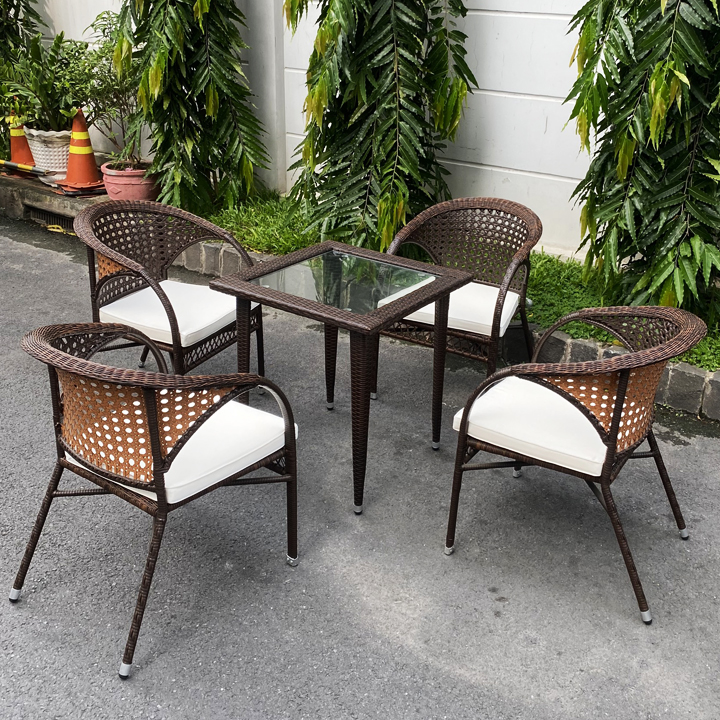 Bàn ghế cafe nhựa giả mây