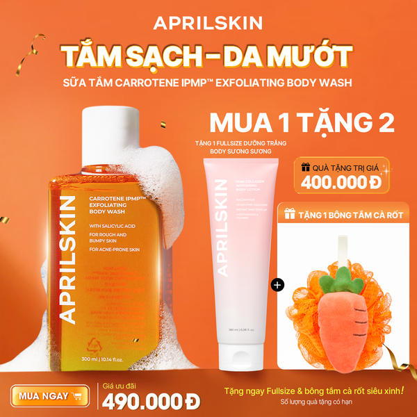 APRILSKIN Carrot Body Wash – Sữa tắm giảm mụn, dịu da, dưỡng ẩm mướt mịn chuẩn spa tại nhà