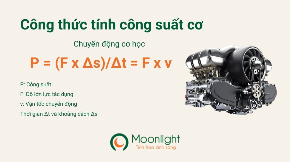 Công thức tính công suất chuyển động cơ học - moonlight.vn