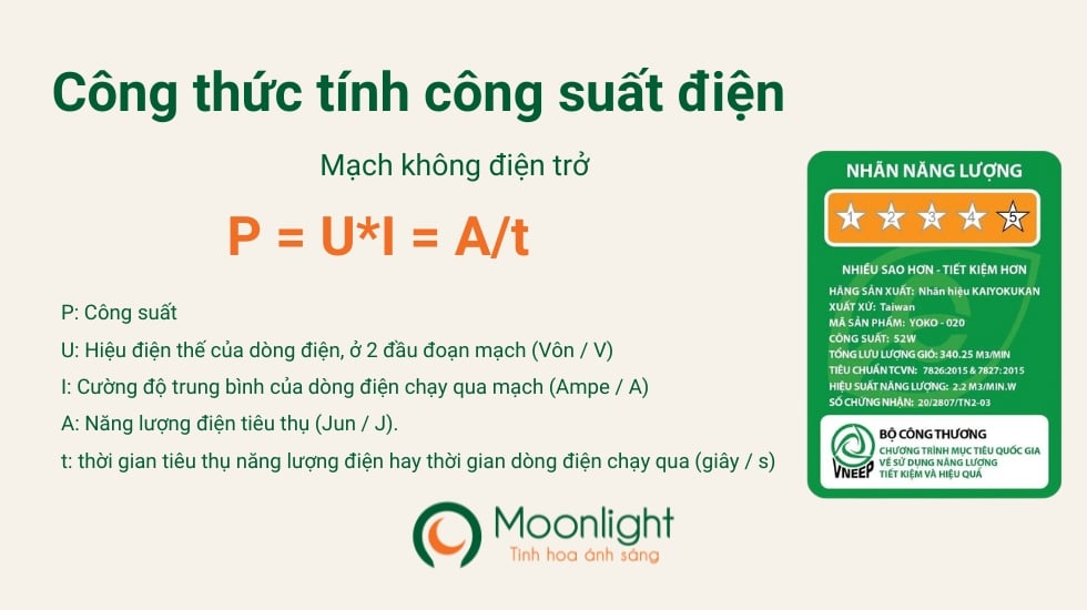 công thức tính công suất mạch không điện trở - moonlight.vn