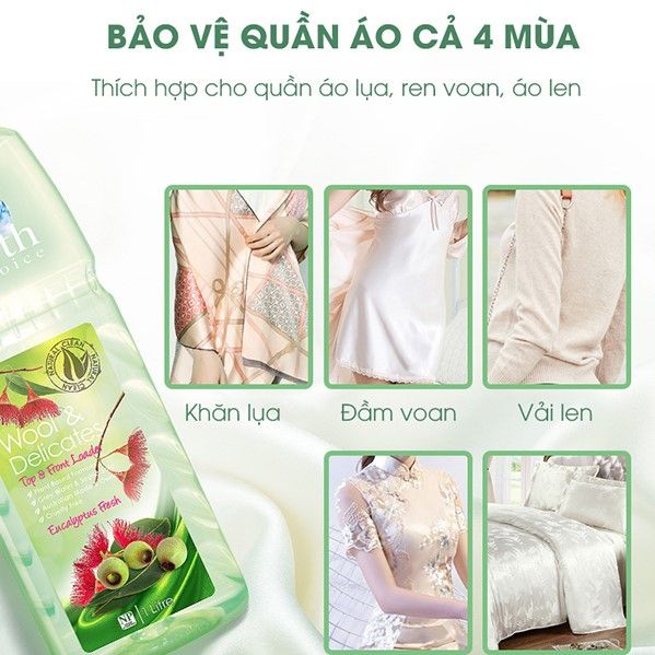 Nước giặt gốc thực vật tinh dầu bạch đàn Earth Choice1l loại vải cao cấp