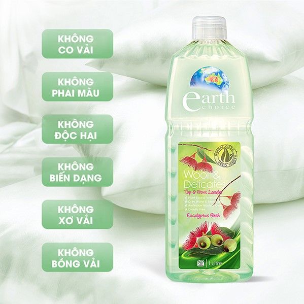 Nước giặt gốc thực vật tinh dầu bạch đàn Earth Choice1l loại vải cao cấp