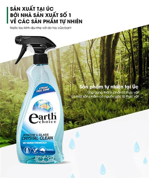 Nước lau kính gốc thực vật Earth Choice 600ml