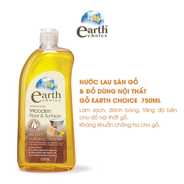 Nước lau sàn gỗ & đồ dùng nội thất gỗ gốc thực vật Earth Choice 750ml