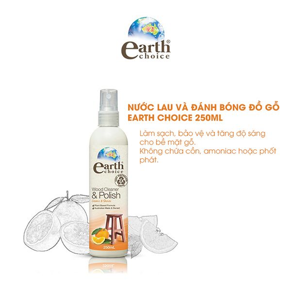 Nước lau và đánh bóng đồ gỗ gốc thực vật Earth Choice 250ml