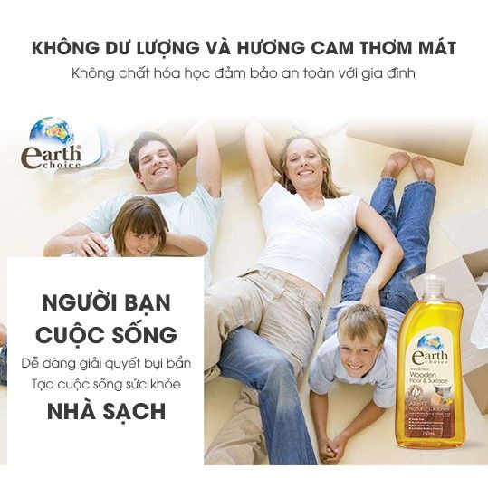 Nước lau sàn gỗ & đồ dùng nội thất gỗ gốc thực vật Earth Choice 750ml