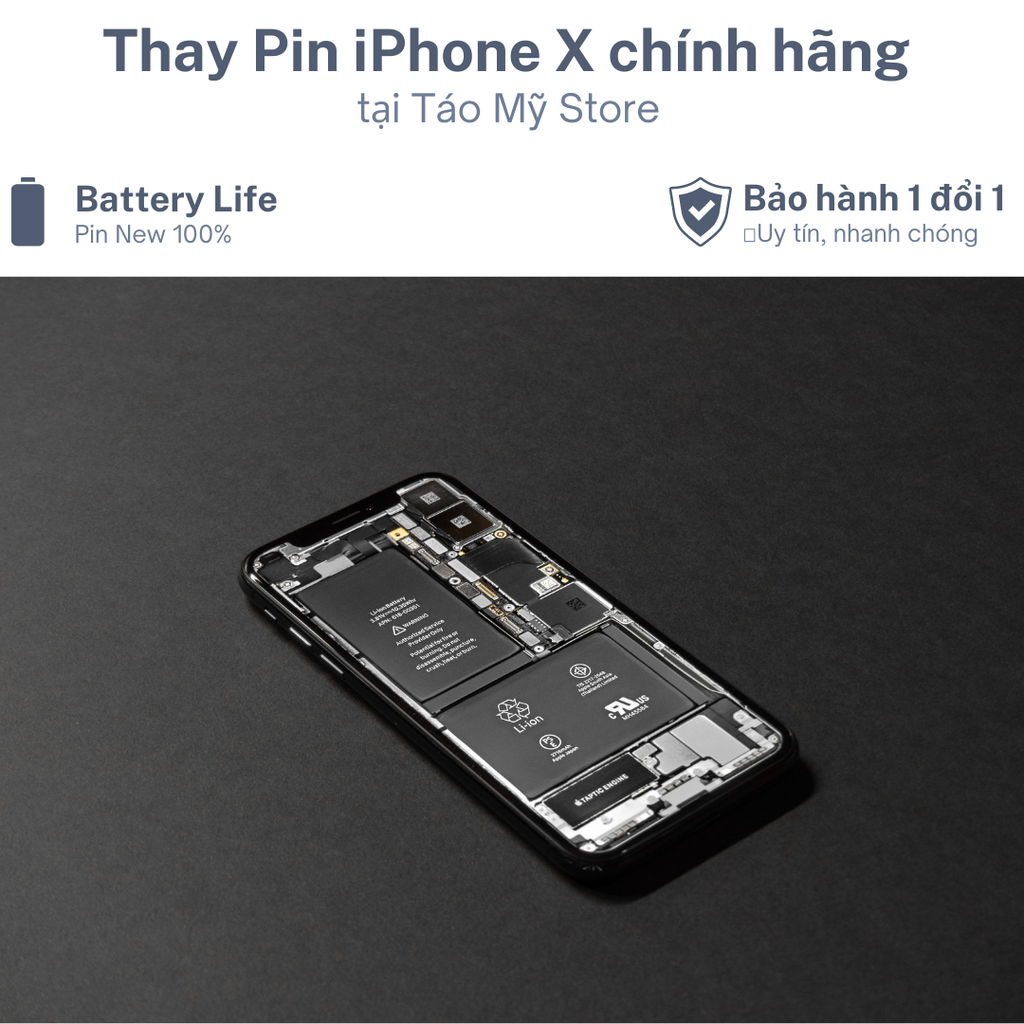 Thay Pin iPhone X chính hãng giá tốt nhất tại Táo Mỹ Store - Nha Trang