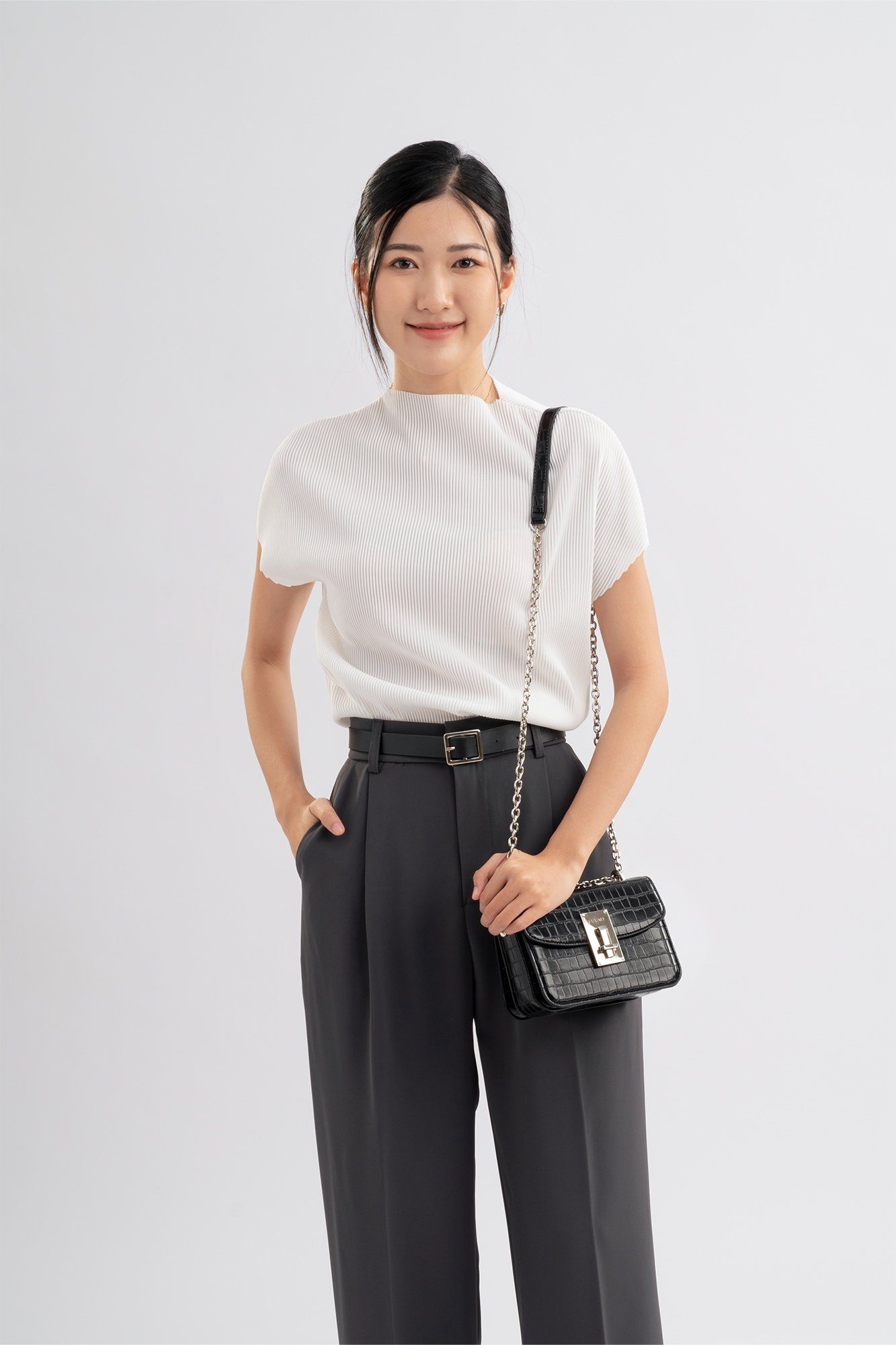 Túi đeo chéo da nữ thiết kế phối khóa trang trí Yuumy Seasand YN186