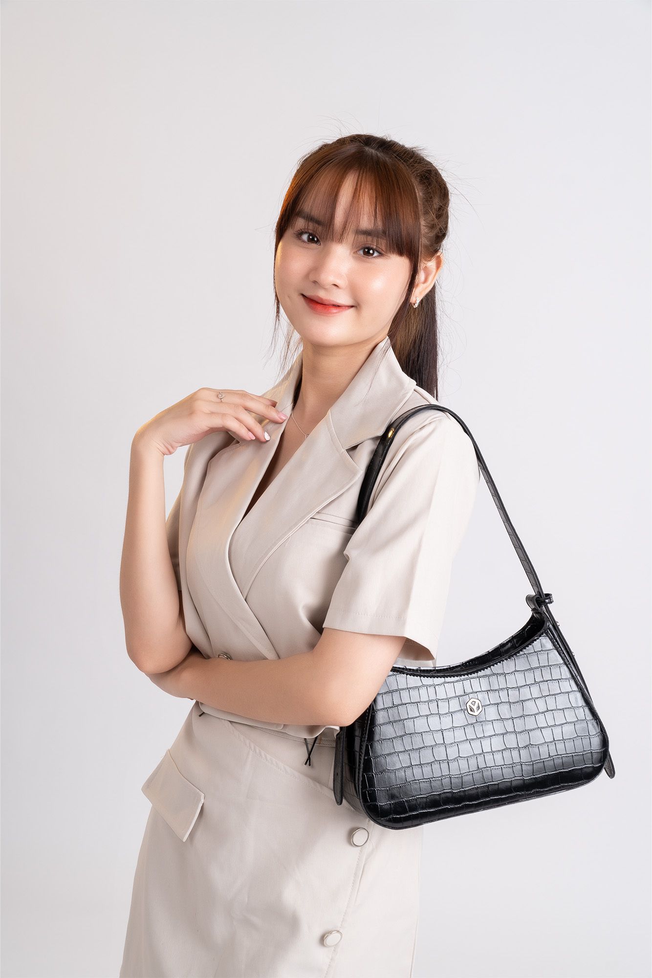 Túi xách da nữ đeo vai thời trang Yuumy YN178K Màu kem