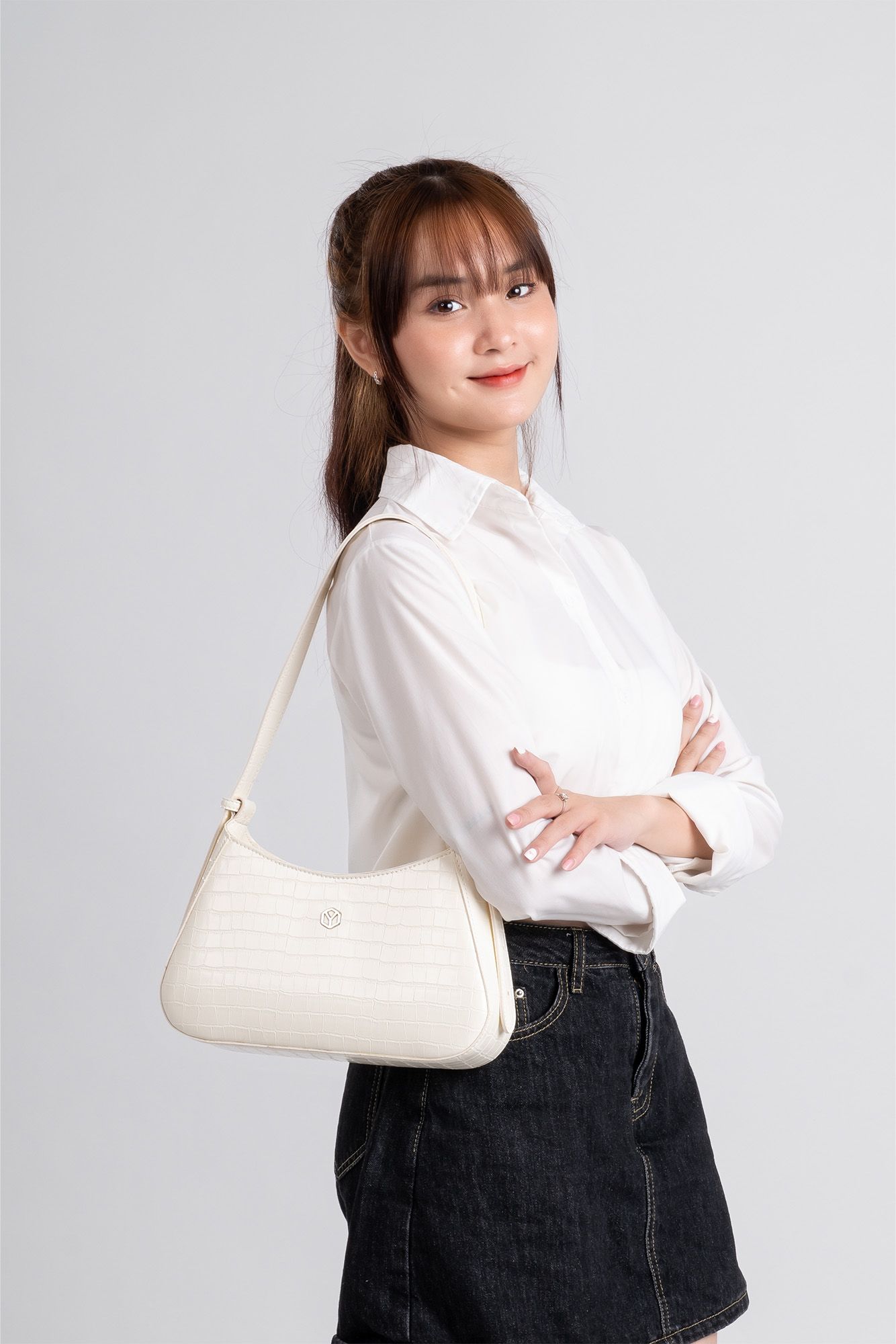 Túi xách da nữ đeo vai thời trang Yuumy YN178T Màu trắng