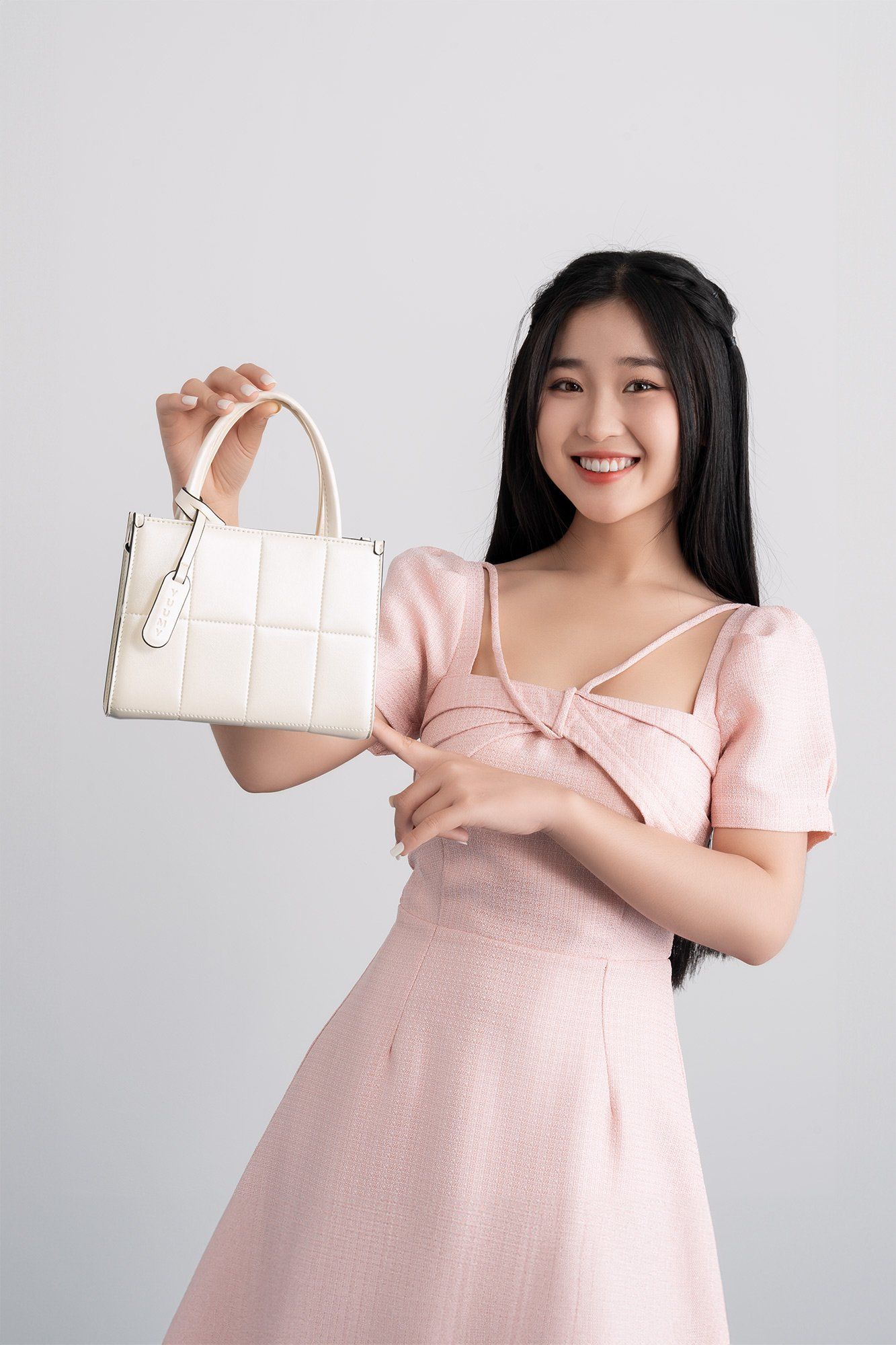 Hộp quà Rạng Rỡ - Bộ quà tặng túi xách Yuumy YHQ02TT màu trắng ngọc trai