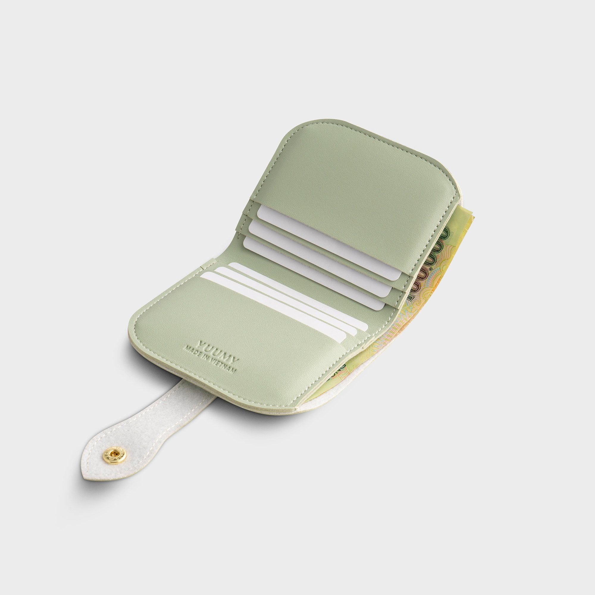 Ví da nữ cầm tay mini Yuumy Seasand YV114XN màu xanh ngọc