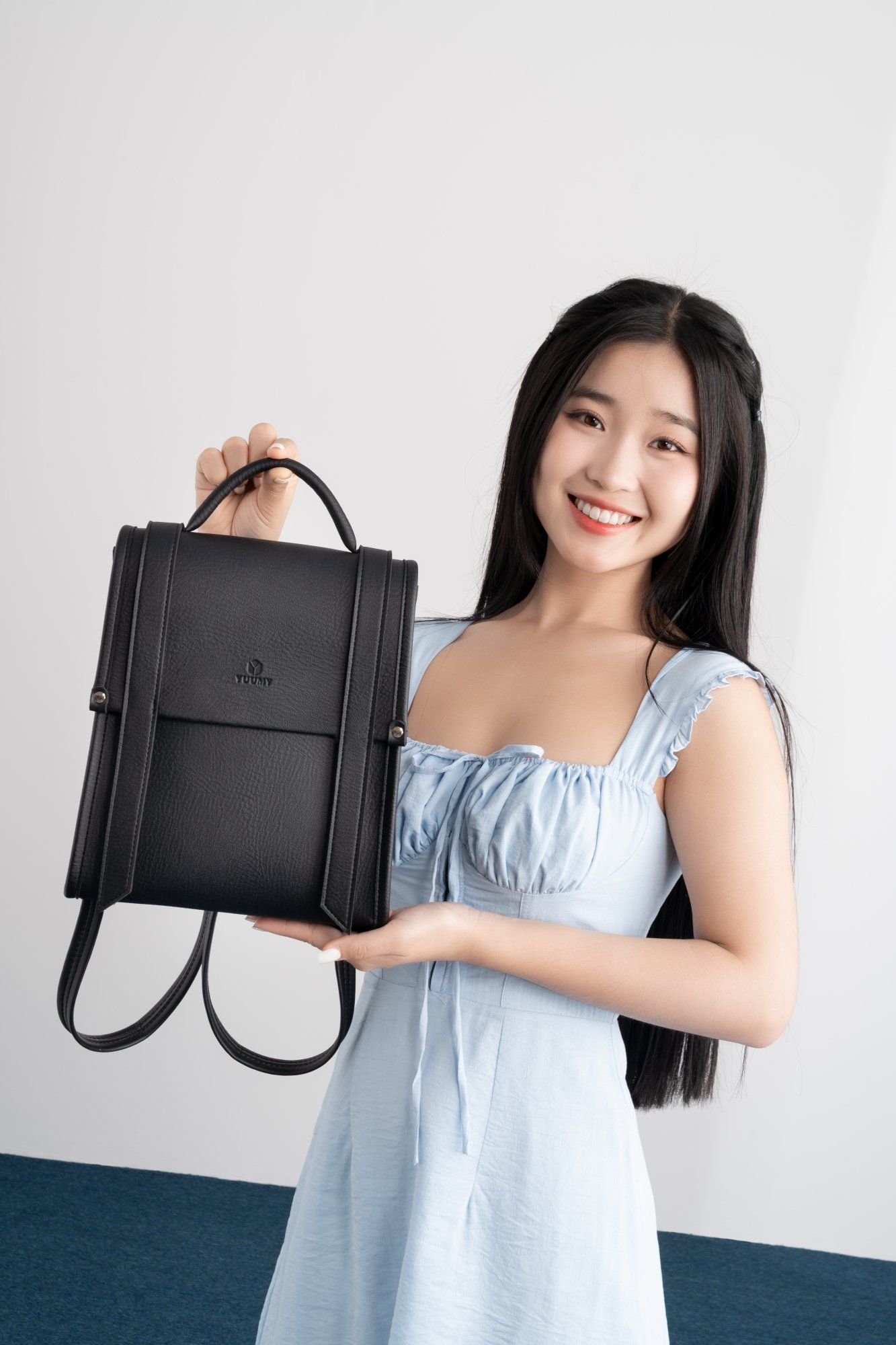 Balo da nữ phối màu thời trang Yuumy Bergen YBA107D màu đen